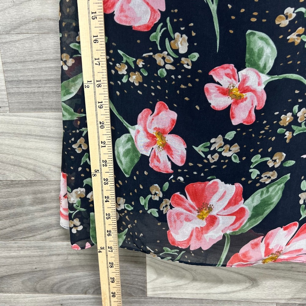 CAbi Top Tunic Women's S Navy Blue Floral Lined Cold Shoulder Adjustable Strap - Picture 10 of 12